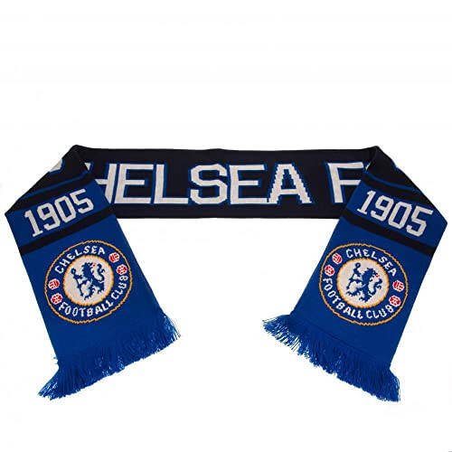 CHELSEA FC Rasmiy Ko'k Qora Oq Jakkard Sharfi NR To'qish 1905, 5 fut uzunlikda - 6