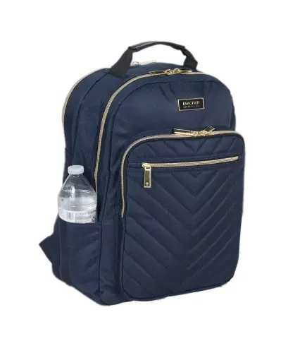 Chelsea Women's Chevron Quilted 15-Inch Laptop & Tablet Fashion Travel Backpack-Navy - 3