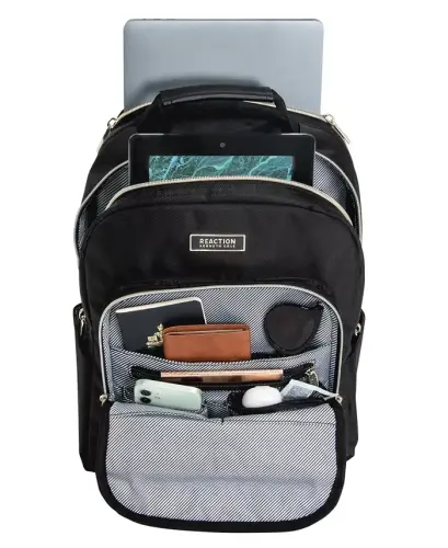 Chelsea Kadınların Şeritli Kapitone 15 İnç Laptop & Tablet Moda Seyahat Sırt Çantası-Siyah - 3