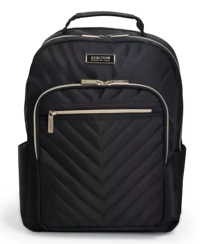 Chelsea Women's Chevron Quilted 15-Inch Laptop & Tablet Fashion Travel Backpack-Black - 1