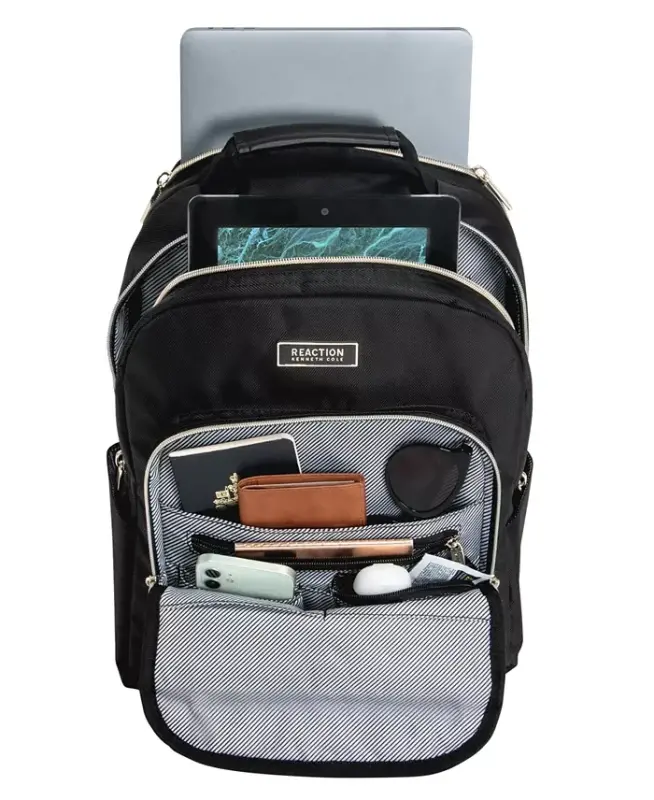 Chelsea Women's Chevron Quilted 15-Inch Laptop & Tablet Fashion Travel Backpack-Black - 3