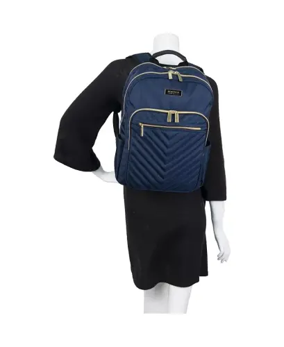 Chelsea Women's Chevron Quilted 15-Inch Laptop & Tablet Fashion Travel Backpack-Navy - 8