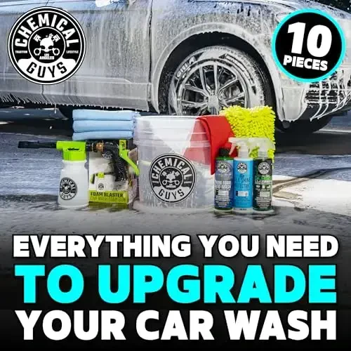 Chemical Guys 16-Piece Arsenal Builder Car Wash Kit with Foam Gun, Bucket, and 6 x 16 oz Car Care Chemicals - Works with Garden Hose for Cars, Trucks, SUVs, Motorcycles, and More - CHEMICAL (1)