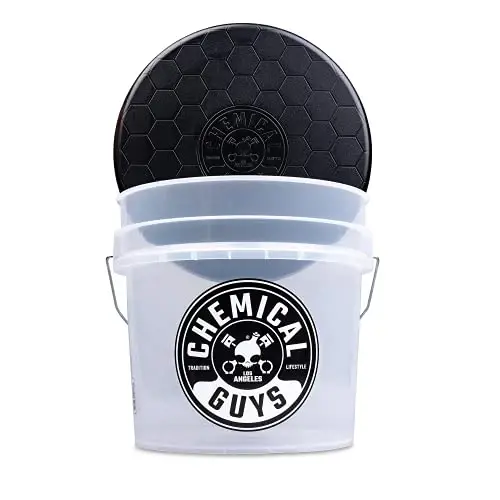 Chemical Guys ACC160 Heavy Duty Ultra Clear Detailing Bucket (4.5 Gal) and Bucket Lid (For Car Wash, Boat, Truck, RV, Fishing & More) - 1
