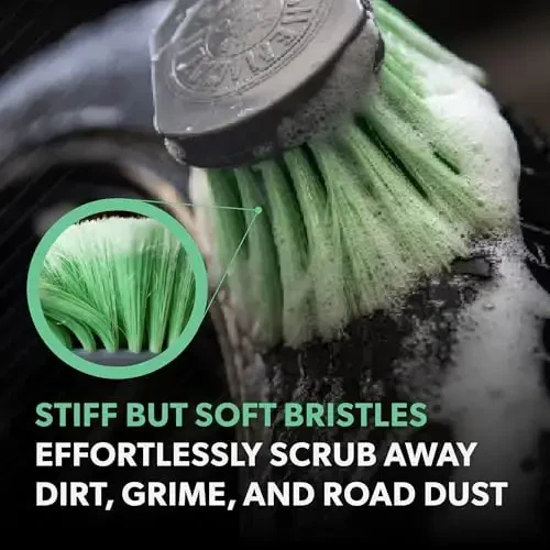 Chemical Guys ACCG08 Wheelie All Exterior Surface and Wheel Brush (Safe for Cars, Trucks, SUVs, RVs, Motorcycles, & More) Green - 3