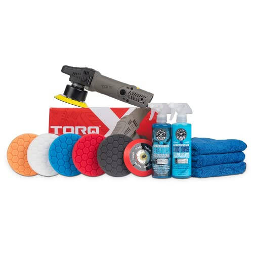 Chemical Guys BUF_209X TORQX Random Orbital Polisher, Complete Detailing Kit with Pads, Pad Cleaner & Conditioner, Towels (Safe for Cars, Trucks, SUVs, & More) 700W, Orbit 8mm - 12 Items - 1