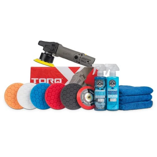 Chemical Guys BUF_209X TORQX Random Orbital Polisher, Complete Detailing Kit with Pads, Pad Cleaner & Conditioner, Towels (Safe for Cars, Trucks, SUVs, & More) 700W, Orbit 8mm - 12 Items - Chemical Guys