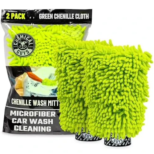 Chemical Guys Chenille Premium Scratch-Free Microfiber Wash Mitt for Car Washing,Lime Green,Ultra-Soft Car Wash Gloves,Swirl-Free Finish,Safe for Trucks,SUVs,Motorcycles,and More,(Pack of 24) - 1