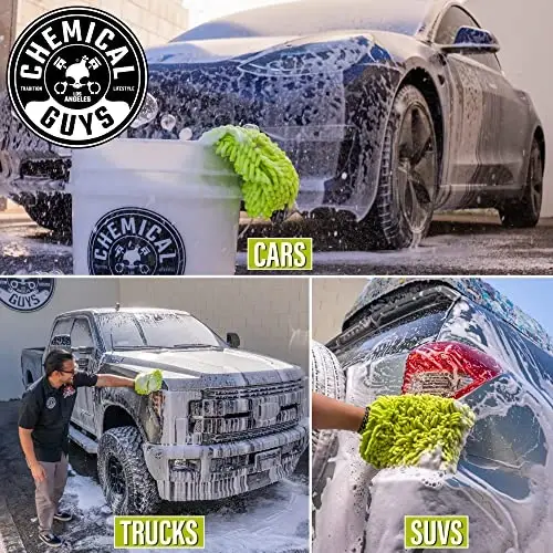 Chemical Guys Chenille Premium Scratch-Free Microfiber Wash Mitt for Car Washing,Lime Green,Ultra-Soft Car Wash Gloves,Swirl-Free Finish,Safe for Trucks,SUVs,Motorcycles,and More,(Pack of 24) - 3