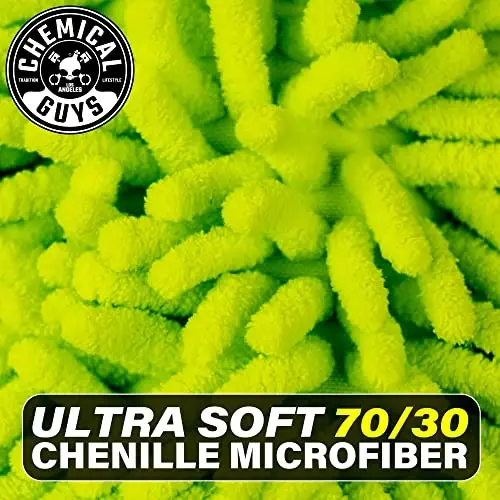 Chemical Guys, Chenille Scratch-Free Microfiber Wash Mitt, Lime Green, 3 Pk | Soft chenille microfiber mitts hold thick suds and trap grit for safe, scratch-free contact washing, three pack - 5