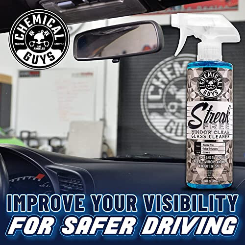 Chemical Guys CLD3001602 Streak Free Glass & Window Cleaner (Works on Mirrors, Navigation Screens & More; Car, Truck, SUV and Home Use), Ammonia Free & Safe on Tinted Windows, (2 Pack) 16 fl oz - 4