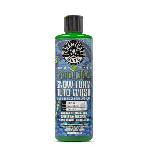 Chemical Guys CWS_110_16 Honeydew Snow Foam Car Wash Soap (Works with Foam Cannons, Foam Guns or Bucket Washes) Safe for Cars, Trucks, Motorcycles, RVs & More, 16 fl oz, Honeydew Scent - CHEMICAL GUYS
