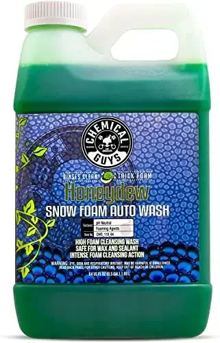 Chemical Guys CWS 110 64 Honeydew Snow Foam Car Wash Soap (Works with Cannons, Foam Guns or Bucket Washes) Safe for Trucks, Motorcycles, RVs & More, 64 fl oz (Half Gallon), Honeydew Scent 
