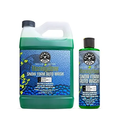 Chemical Guys CWS_110 Honeydew Snow Foam Car Wash Soap, & Refill Kit, 2 Bottles - (1) 16 oz and (1) Gallon (Works with Foam Cannons, Foam Guns or Bucket Washes) 144 oz 
