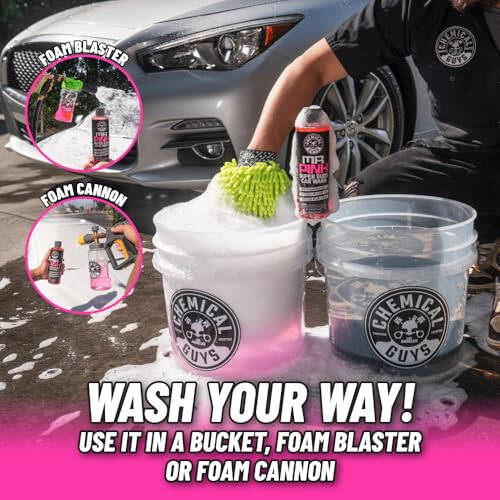 Chemical Guys CWS_402 Mr. Pink Foaming Car Wash Soap (Works with Foam Cannons, Foam Guns or Bucket Washes) Safe for Cars, Trucks, Motorcycles, RVs & More, 128 fl oz, Candy Scent - 3