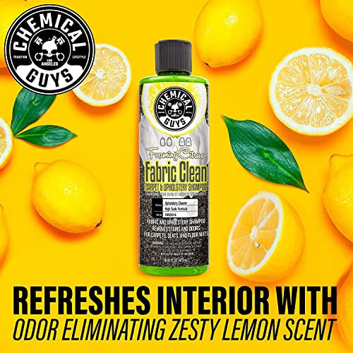 Chemical Guys CWS203 - HOL315 Foaming Citrus Fabric Clean, Easy-to-Use Drill Brush Carpet & Upholstery Fabric Cleaning Kit (Car Carpets, Seats & Floor Mats), 16 fl oz, Citrus Scent - 14