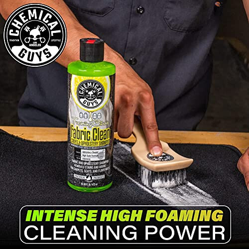 Chemical Guys CWS20316 Foaming Citrus Fabric Clean Carpet & Upholstery Cleaner (Car Carpets, Seats & Floor Mats), 16 fl oz, Citrus Scent + ACCG25 Induro 7 Heavy Duty Nifty Interior Brush - 3