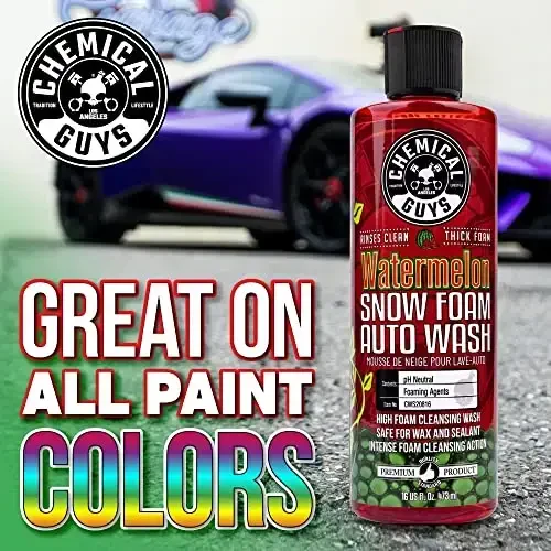 Chemical Guys CWS20816 Watermelon Snow Foam Car Wash Soap, (Works with Foam Cannons or Bucket Washes) Safe for Cars, Trucks, Motorcycles, RVs & More, 16 fl oz, Watermelon Scent - 6