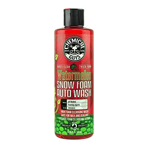Chemical Guys CWS20816 Watermelon Snow Foam Car Wash Soap, (Ko'pikli purkagichlar, ko'pikli tabancalar yoki chelakda yuvish bilan ishlaydi) Avtomobillar, yuk mashinalari, mototsikllar, RV va boshqalar uchun xavfsiz, 16 fl oz, Tarvuz hidli - 1