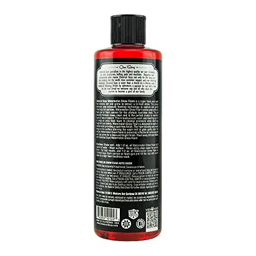 Chemical Guys CWS20816 Watermelon Snow Foam Car Wash Soap, (Ko'pikli purkagichlar, ko'pikli tabancalar yoki chelakda yuvish bilan ishlaydi) Avtomobillar, yuk mashinalari, mototsikllar, RV va boshqalar uchun xavfsiz, 16 fl oz, Tarvuz hidli - CHEMICAL GUYS (1)