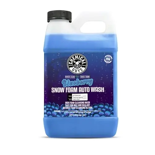 Chemical Guys CWS21664 Blueberry Snow Foam Car Wash Soap (Ko'pik purkagichlar, ko'pik tabancalar yoki chelakda yuvish bilan ishlaydi), avtomobillar, yuk mashinalari, SUVlar, Jip, mototsikllar, RV va boshqalar uchun xavfsiz, 64 suyuq unsiyasi 