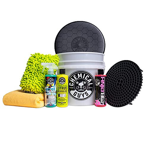 Chemical Guys HOL_128 Car Cleaning Kit, with Car Wash Soap, Car Wash Bucket and 16oz Car Care Cleaning (8 items) - 1