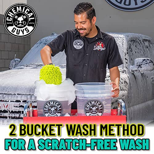 Chemical Guys HOL129 Best Two Car Wash Bucket Kit to Wash & Dry (11 Items Including 3 16 oz. Chemicals) - 3