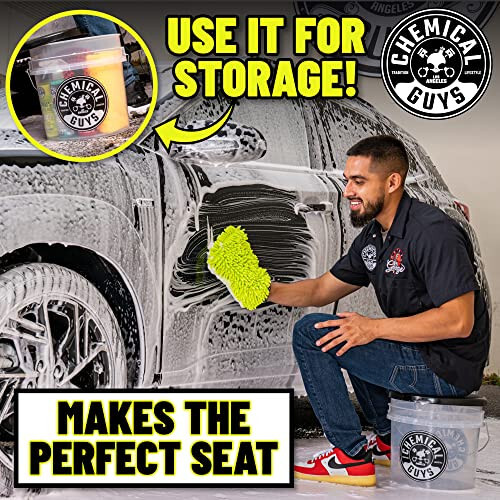 Chemical Guys HOL133 Ultimate Scratch-Free Detailing Bucket And Accessories Car Wash Kit 16 fl. oz - 4