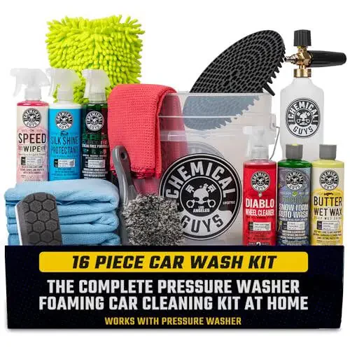 Chemical Guys HOL169 16-Piece Arsenal Builder Car Wash Kit with Foam Cannon, Bucket and (6) 16 Oz Car Care Cleaning Chemicals, Gift for Car & Truck Lovers, Dads and DIYers (Works W/Pressure Washers) - 6