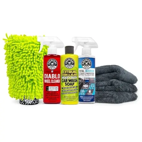 Chemical Guys HOL357 Clean & Shine Car Wash Starter Kit - Safe for Cars, Trucks, Motorcycles, SUVs, Jeeps, RVs & More (7 Piece Set, Including 3 16 oz. Car Detailing Chemicals) - 5