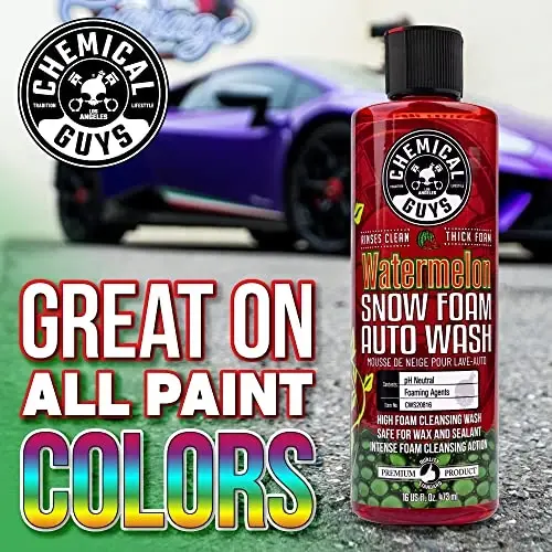Chemical Guys Watermelon Snow Foam Car Wash Soap - High-Suds pH-Balanced Shampoo for Foam Cannons or Bucket Washes - Safe on Wax, Sealants & All Finishes - 128 oz (1 Gallon) - 6