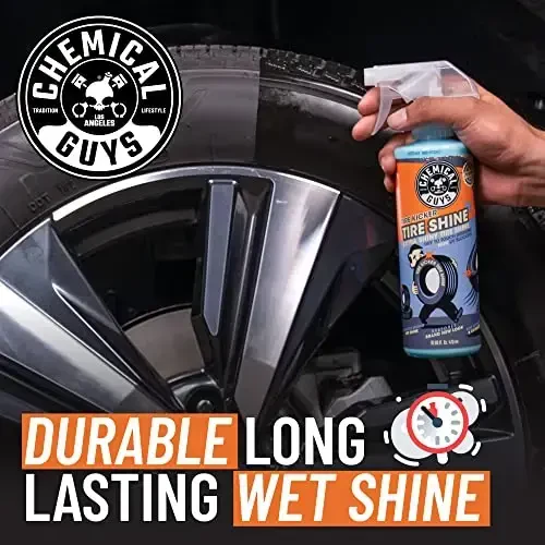 Chemical Guys Tire Kicker Sprayable Extra Glossy Tire Shine Spray, Dry-to-Touch Dressing - Restores Wet Look to Rubber, Vinyl, and Plastic, Safe for Cars, Trucks, Motorcycles, RVs, and More - 16 oz - CHEMICAL GUYS (1)
