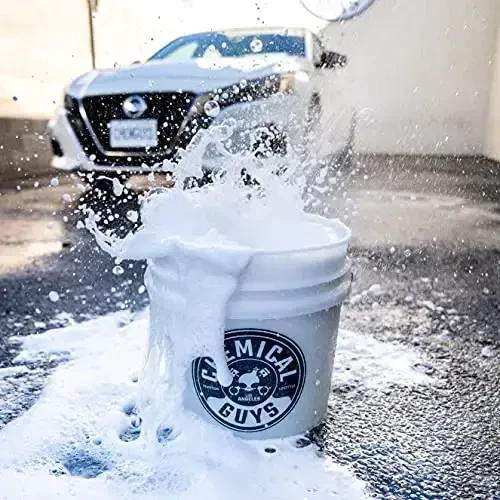 Chemical Guys Heavy Duty Detailing Bucket with Logo - 4.5 Gallon Semi Transparent Car Wash Bucket for Car Soap, Mitts, Grit Guards & Accessories, Durable Construction for Cars, Trucks & SUVs - 4