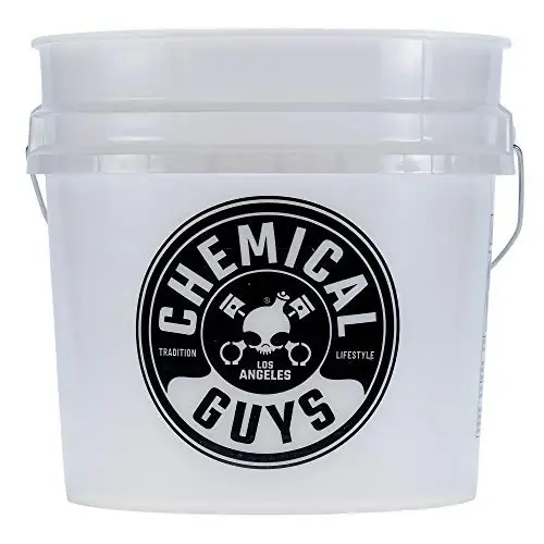 Chemical Guys logotipi tushirilgan og‘ir yuk ko‘taruvchi detallash paqiri - 4,5 gallonli yarim shaffof avtomobil yuvish paqiri avtomobil sovuni, qo‘lqoplar, qum to‘siqlari va aksessuarlar uchun, avtomobillar, yuk mashinalari va SUVlar uchun mustahkam konstruksiya - MODAZONE