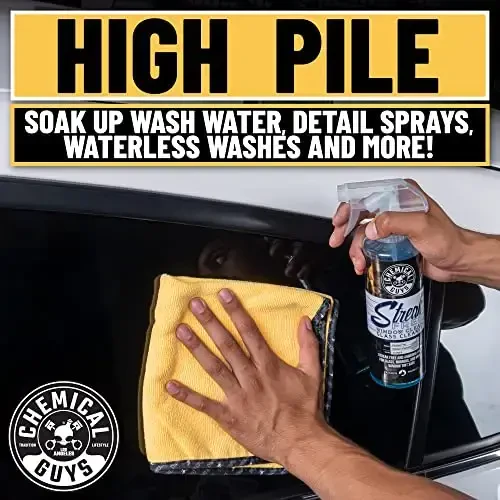 Chemical Guys MIC_506_12 Professional Grade Premium Microfiber Towels, Gold (16 Inch x 16 Inch) (Pack of 12) - Safe for Car Wash, Home Cleaning & Pet Drying Cloths - 3