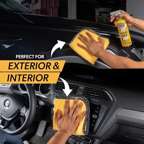 Chemical Guys MIC_506_12 Профессиональные премиальные микрофибровая полотенца, золото (16 дюймов x 16 дюймов) (упаковка из 12) - Безопасно для мойки автомобилей, уборки дома и сушки домашних животных - 5