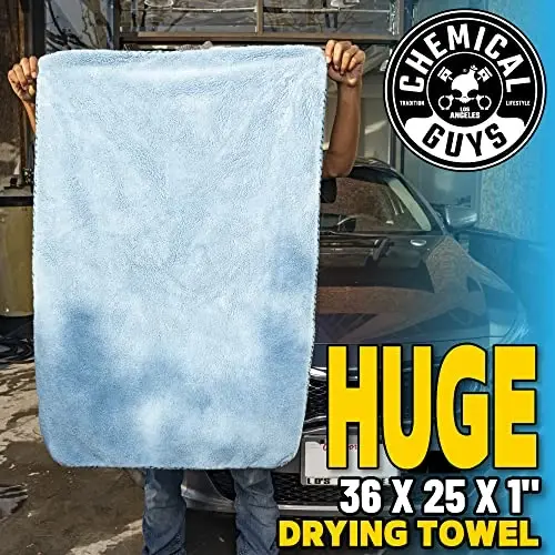 Chemical Guys Woolly Mammoth Large Microfiber Drying Towel - 36 x 25 Inch Blue, Ultra Plush Super Absorbent Car Drying Towel for Cars, Trucks, SUVs, Motorcycles, RVs, and Auto Detailing - 2