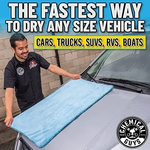 Chemical Guys Woolly Mammoth Large Microfiber Drying Towel - 36 x 25 Inch Blue, Ultra Plush Super Absorbent Car Drying Towel for Cars, Trucks, SUVs, Motorcycles, RVs, and Auto Detailing - 4