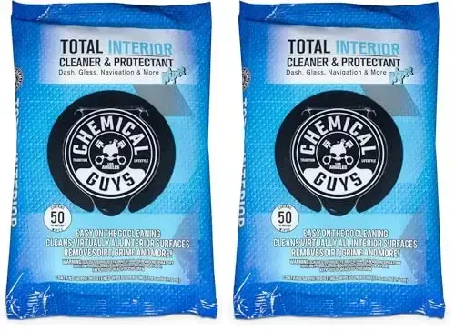 Chemical Guys PMWSPI22050 Total Interior Cleaner & Protectant Wipes Mega 100 Pack, Safe for Cars, Trucks, SUVs, Jeeps, Motorcycles, RVs & More (50 Ct) - 1