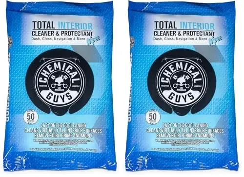 Chemical Guys PMWSPI22050 Total Interior Cleaner & Protectant Wipes Mega 100 Pack, Safe for Cars, Trucks, SUVs, Jeeps, Motorcycles, RVs & More (50 Ct) - CHEMICAL GUYS