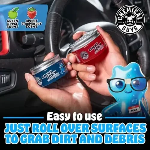 Chemical Guys Sticky Icky Car Cleaning Gel, Sweet Strawberry Scent - Detailing Kit, Automotive Dust Car Crevice Cleaner, Air Vent Slime, Cleaning Putty for Keyboard Accessories (4 Pack) - 7