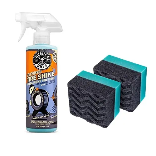 Chemical Guys Tire Kicker Sprayable Extra Glossy Tire Shine with Applicators (Works on Rubber, Vinyl & Plastic) Safe for Cars, Trucks, Motorcycles, RVs & More, 16 fl oz 