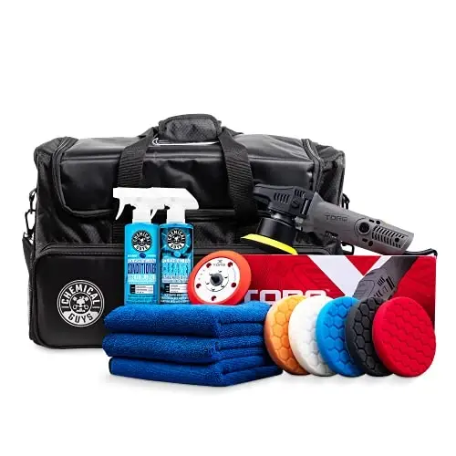 Chemical Guys TORQX Dual-Action Random Orbital Polisher Detailing Kit – 13-Piece Kit With Arsenal Range Bag, Pads, Accessories for Paint Correction, Premium Buffer - 1