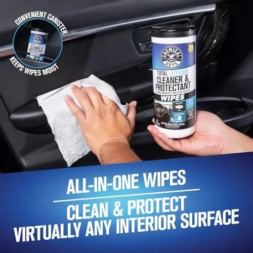 Chemical Guys Total Interior Cleaner & Protectant Canister Wipes, Great for Cars, Trucks, SUVs, RVs, & More (30 Ct) - PMWCSPI22030 - CHEMICAL GUYS (1)