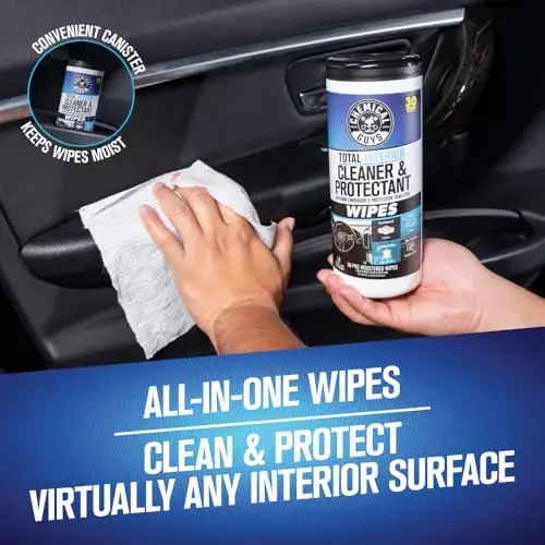 Chemical Guys Total Interior Cleaner & Protectant Canister Wipes, Great for Cars, Trucks, SUVs, RVs, & More (30 Ct) - PMWCSPI22030 - CHEMICAL GUYS (1)