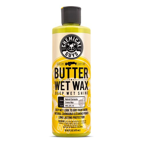 Chemical Guys WAC_201_16 Butter Wet Wax, Avtomobillar, yuk mashinalari, SUVlar, karvonlar va boshqalar uchun chuqur ho'l porlash, 16 fl oz, banan hidi - 1