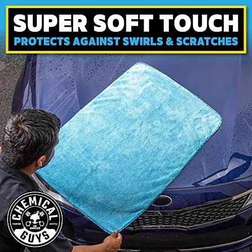 Chemical Guys, Woolly Mammoth Large Microfiber Drying Towel, Blue, 36 x 25 (Pack of 6) - 6