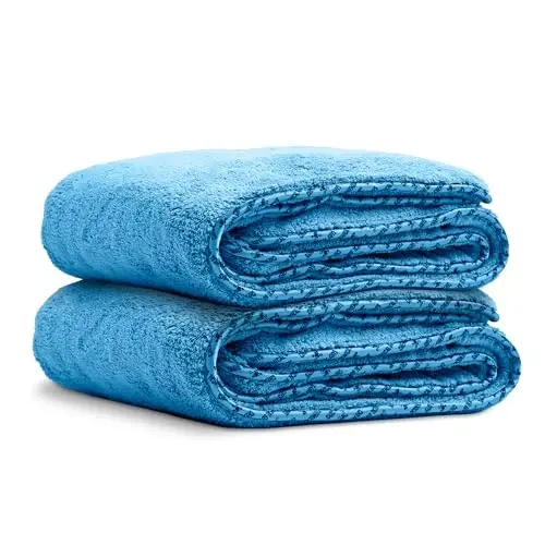 Chemical Guys Woolly Mammoth Large Microfiber Drying Towel - 36 x 25 Inch Blue, Ultra Plush Super Absorbent Car Drying Towel for Cars, Trucks, SUVs, Motorcycles, RVs, and Auto Detailing - 2 Pack - 1