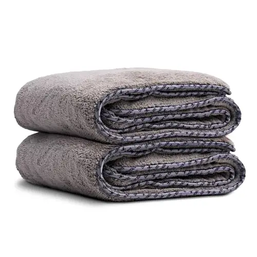 Chemical Guys Woolly Mammoth Large Microfiber Drying Towel - 36 x 25 Inch Gray, Ultra Plush Super Absorbent Car Drying Towel for Cars, Trucks, SUVs, Motorcycles, RVs, and Auto Detailing - 2 Pack 