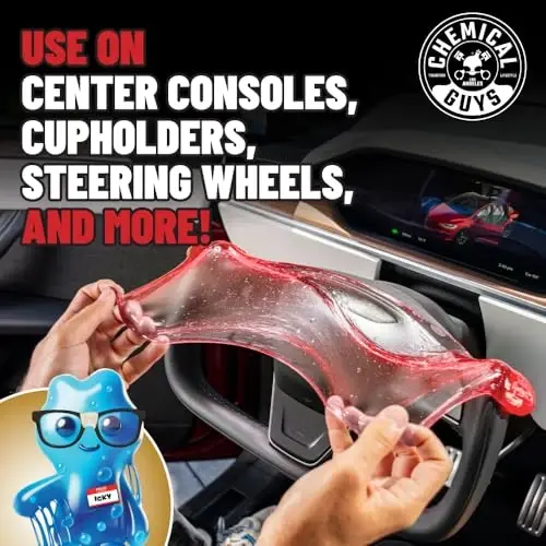 Chemical Guys Sticky Icky Car Cleaning Gel, Sweet Strawberry, Interior Car Cleaner, Reusable Automotive Crevice & Interior Dust Cleaner for Air Ventss, Cup Holders & Keyboards, 0.88 Ounce (Pack of 4) - 3